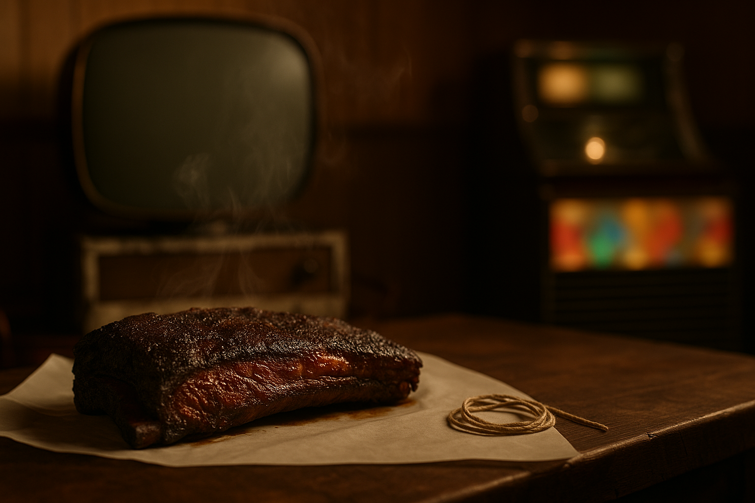 A slab of beef rib set aside