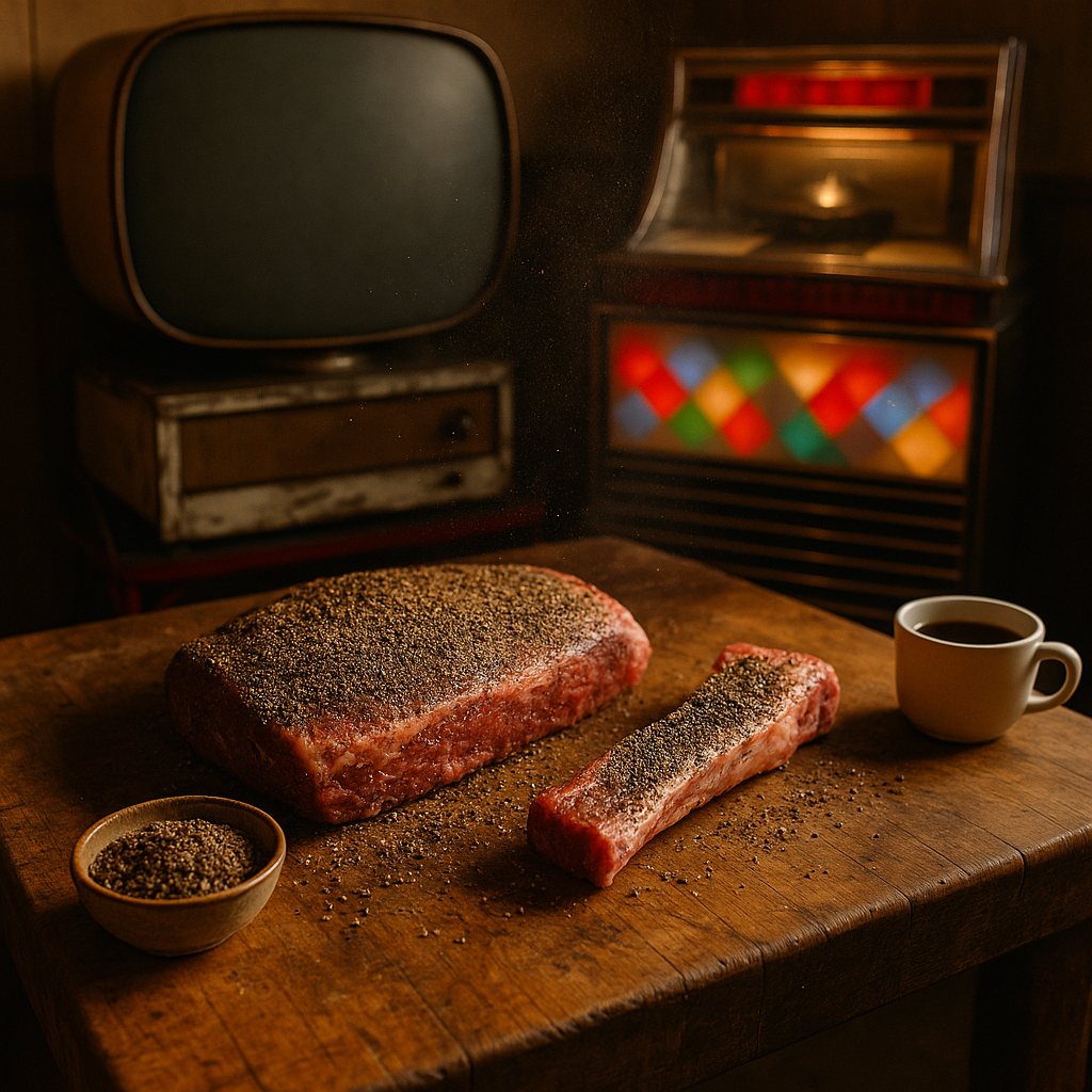 Seasoning the weekend's brisket and beef rib